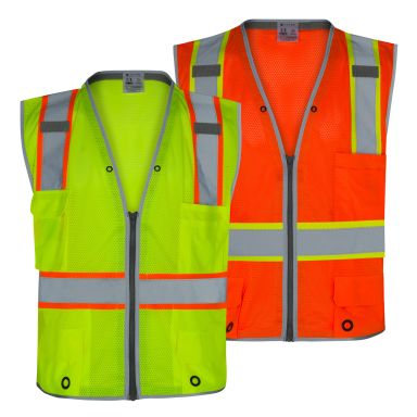 PRO ANSI Class 2 with Reflective Trim – 6 Pockets Zipper Vest